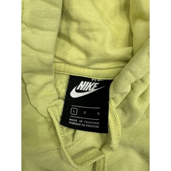 Vintage Nike Hoodie Mens L Yellow Sweatshirt Swoosh Embroidered Check Sweater - Picture 3 of 3